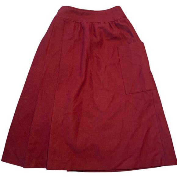 Vintage Billy Bonny Red Wool Skirt Side Pocket & Button Accents Made In France - Picture 9 of 9